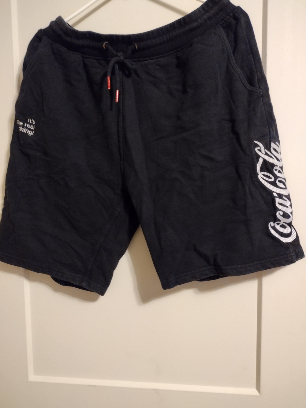 Coca Cola Black Athletic Drawstring Shorts with Side Logo
